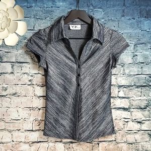 Y.K. Clothing | Retro 90s Y2k Goth Skater Gray and Black Streetwear Top